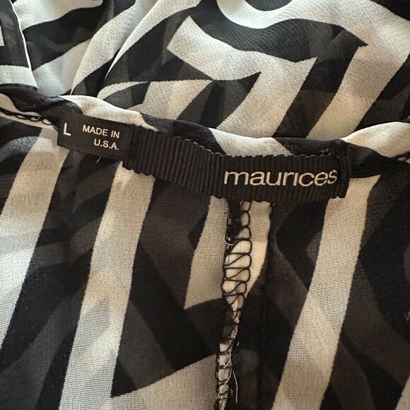 Maurices Women's Black & White Striped Sheer Blouse Top Size Large - Picture 3 of 5